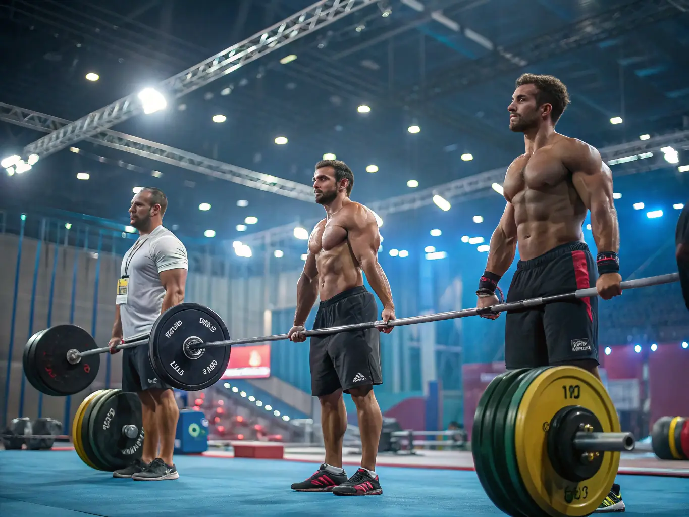 An image of adult athletes engaged in a high-intensity training session, showcasing strength and endurance exercises, with a focus on proper form and technique.