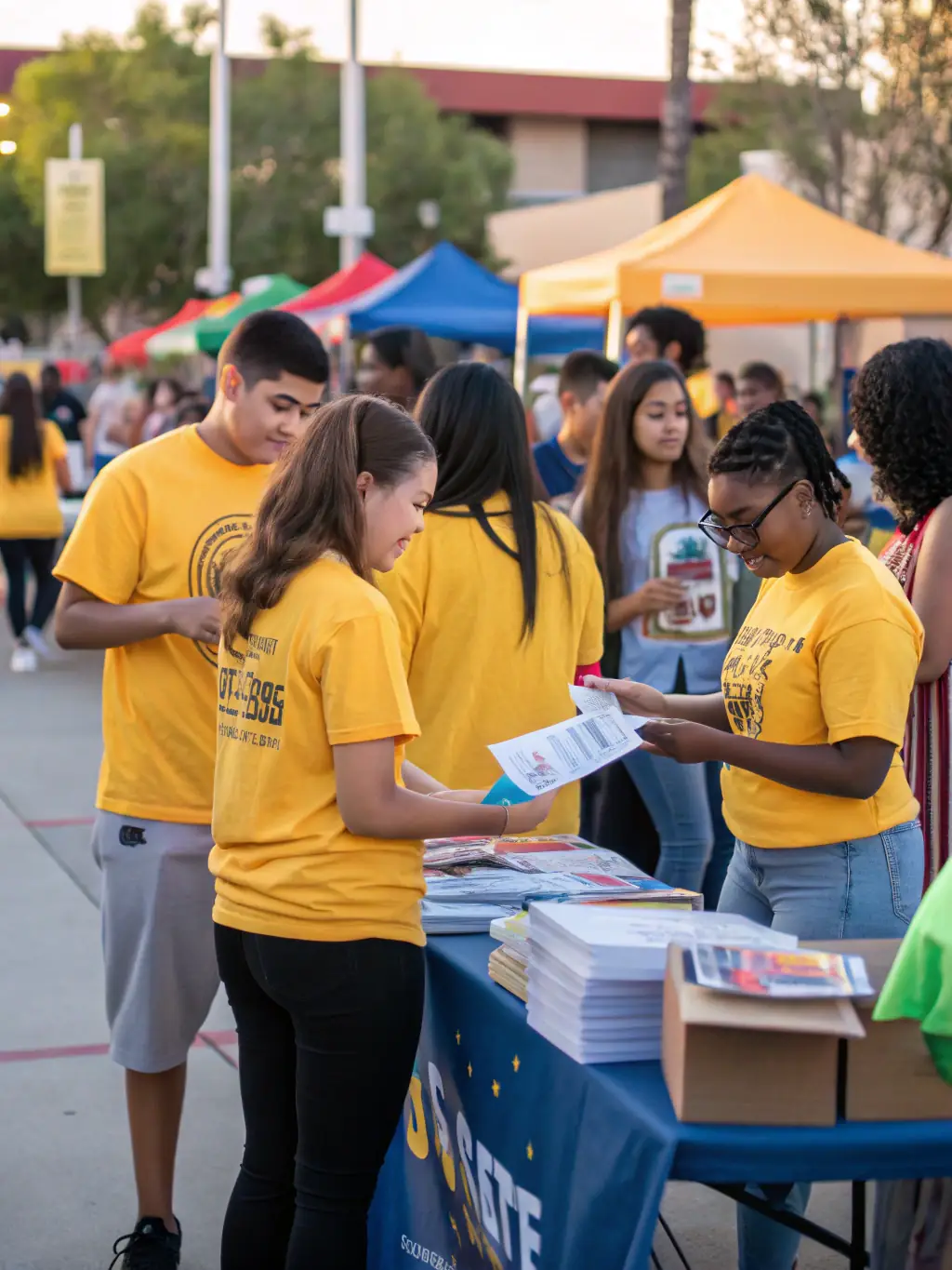 A photo of young athletes from EPIS CENTRE ATHLETISME volunteering at a local community event, demonstrating their commitment to giving back.