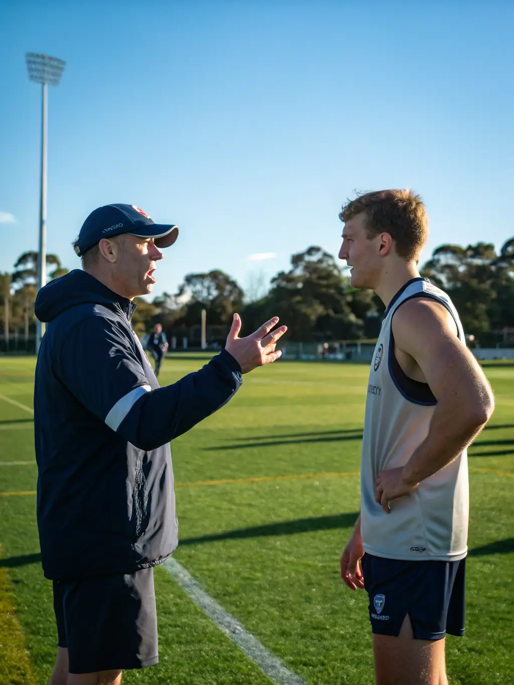A coach congratulating a young athlete on their performance, highlighting the discipline and focus instilled at EPIS CENTRE ATHLETISME.